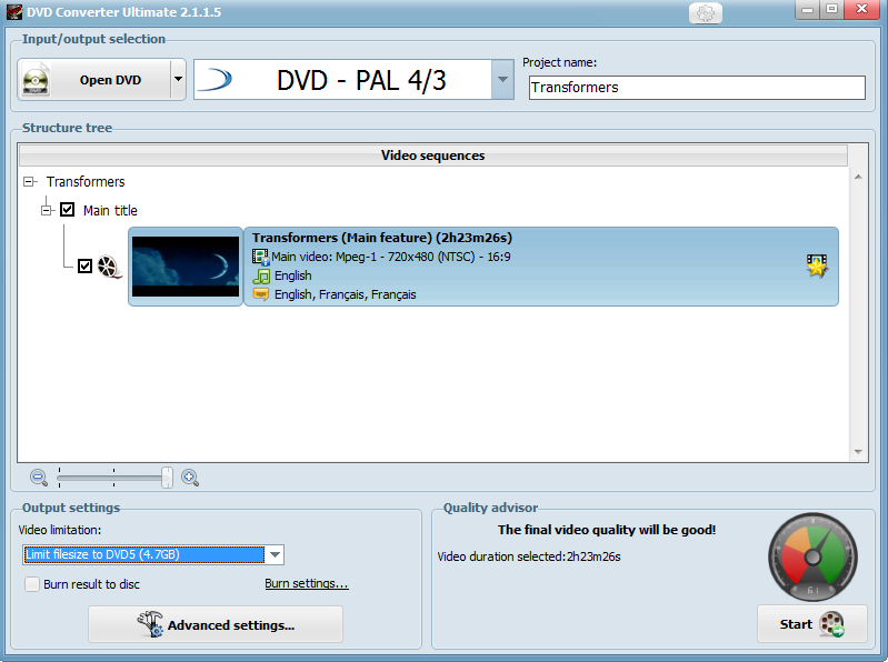 output selection