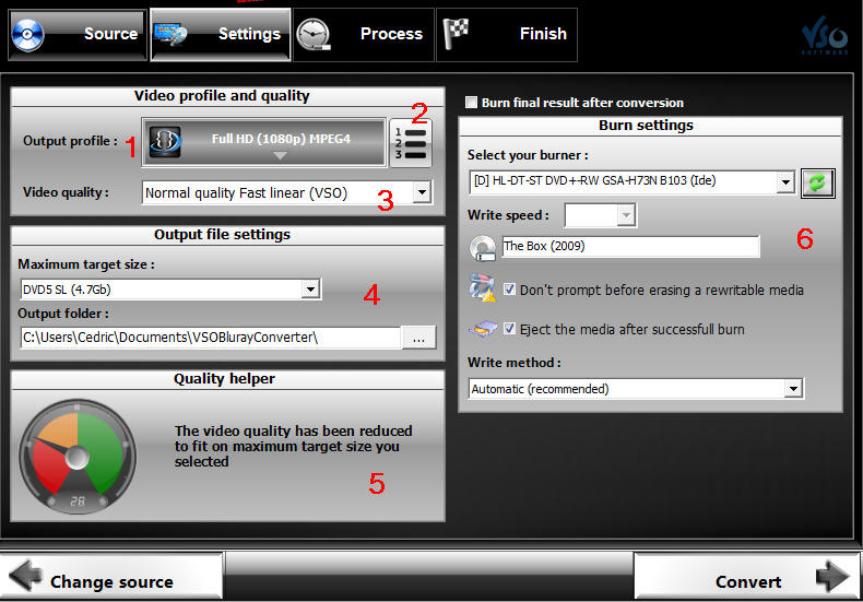 Blu-ray converter Settings