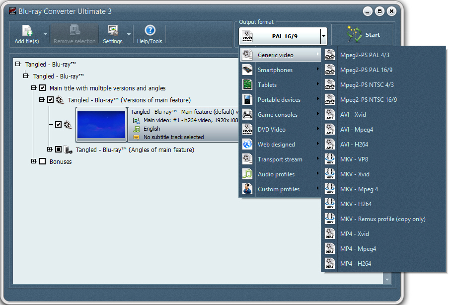 Convert Blu-ray to MKV.  Top image quality + fast conversion